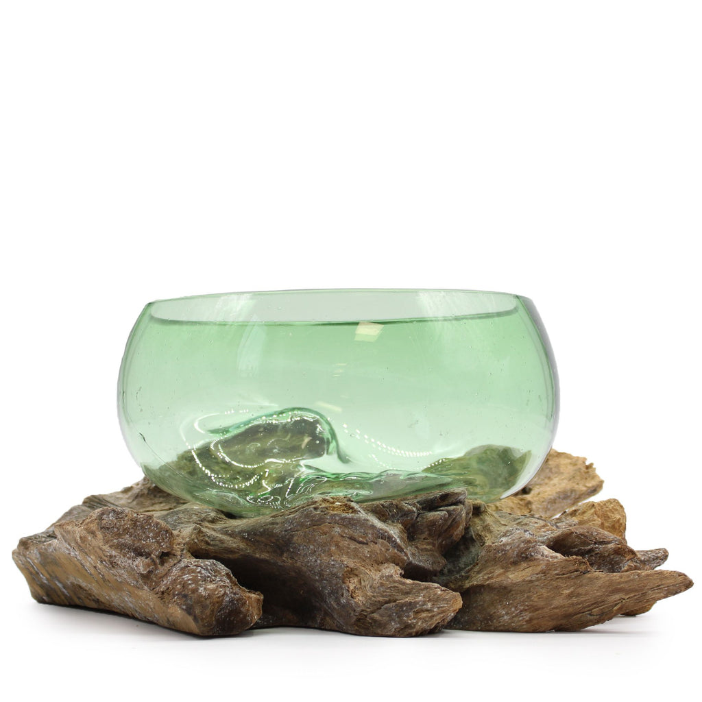 Recycled Beer Bottles - Lrg Wide Bowl on Wood product image