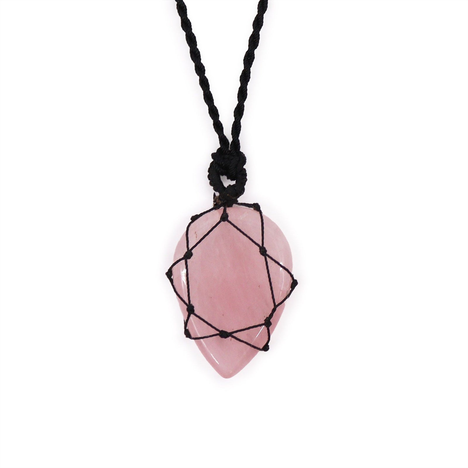 Laced Gemstone Teardrop Pendant - Rose Quartz product image
