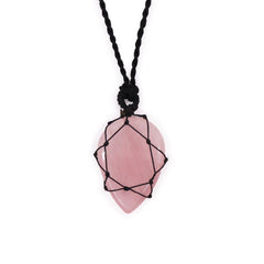 Laced Gemstone Teardrop Pendant - Rose Quartz product image