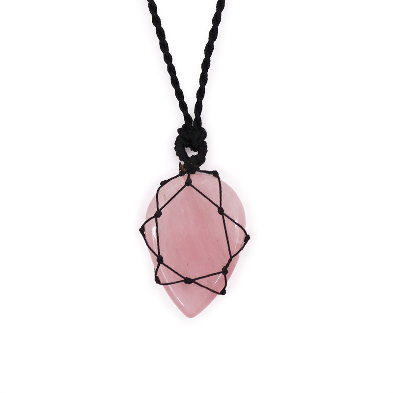 Laced Gemstone Teardrop Pendant - Rose Quartz product image