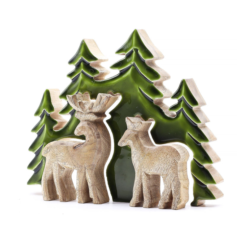Lost in the Forrest - Two Dear in the Forrest 3D Wooden Decoration - 18x23cm product image