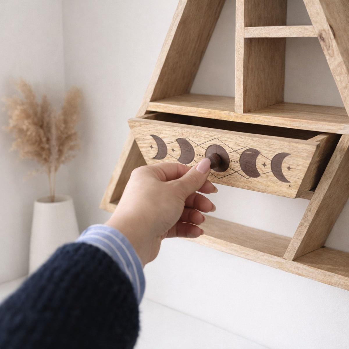 Triangle Shaped Wall Shelf with Drawer product image 2