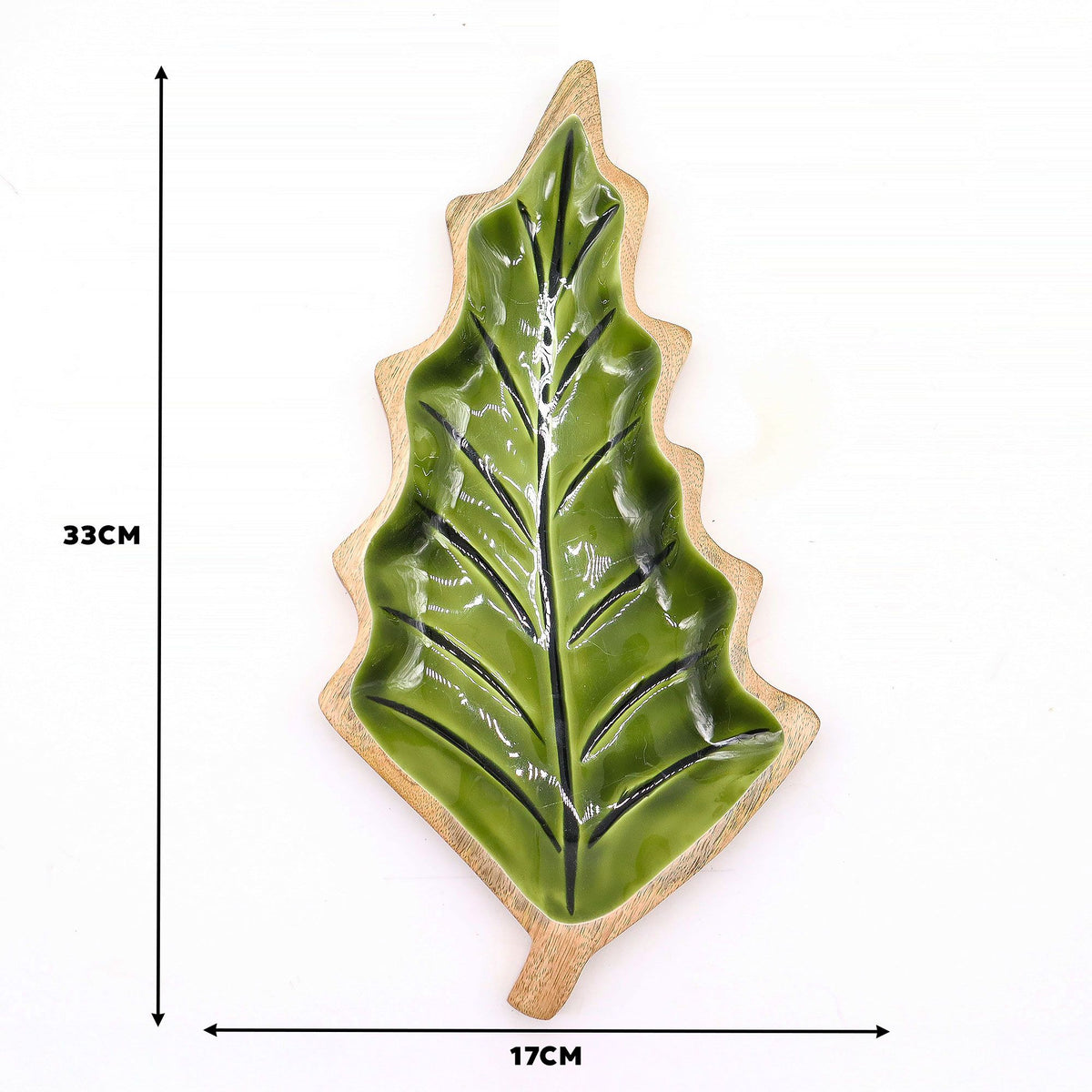 Lost in the Forrest - Enamel Leaf Wooden Bowl - 33x17cm product image 2