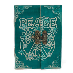 Leather Green Peace with Lock Notebook (7x5") product image 5