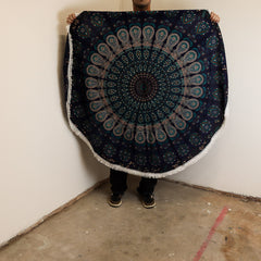 Small Mandala Roundie Cotton Art (130cm) - Peacock Blues product image 2