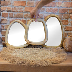 Set of 3 Pebble Shaped Mirrors - Light Wood Finish product image 2
