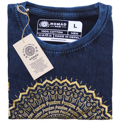 Nomad Sari Stonewashed Cotton T-Shirt – Mandala – Blue – Large product image 4