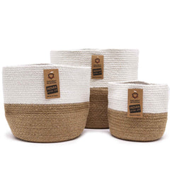 Set of 3 Cotton Rope Storage Baskets - White product image 2