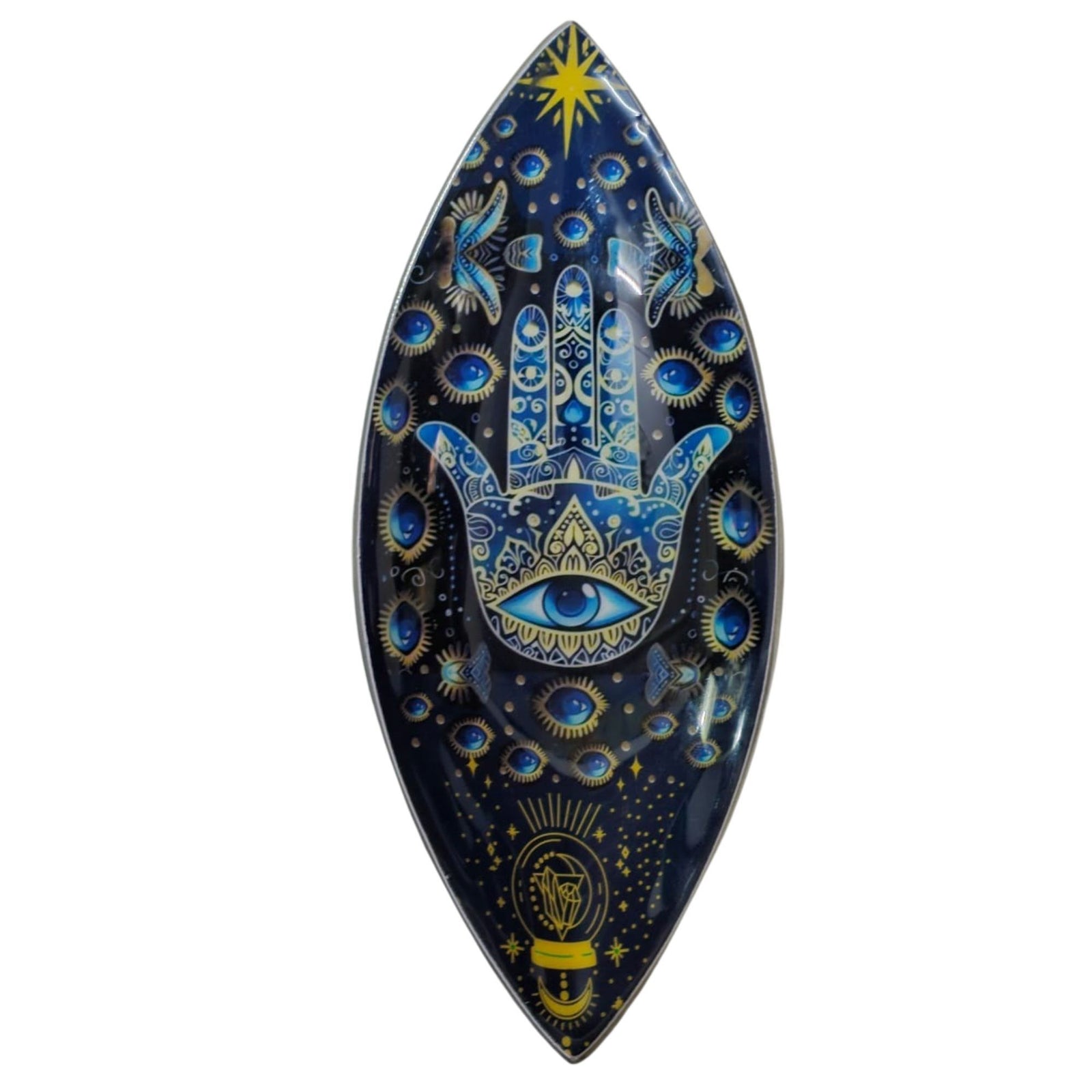 Enamel Incense Bowl - Aluminum - Blue Hamsa product image