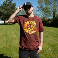 Nomad Sari Stonewashed Cotton T-Shirt - Dragon Mandala - Maroon - Large product image 2