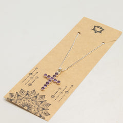 Indian Devotional Pendant - Silver Plated (45cm Chain)- Amethyst Crucifix product image 5