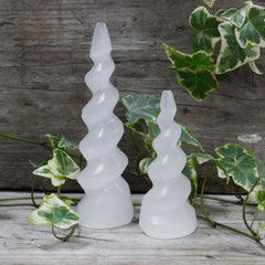 Selenite Spiral Unicorn Horn Tower - 10 cm product image 2