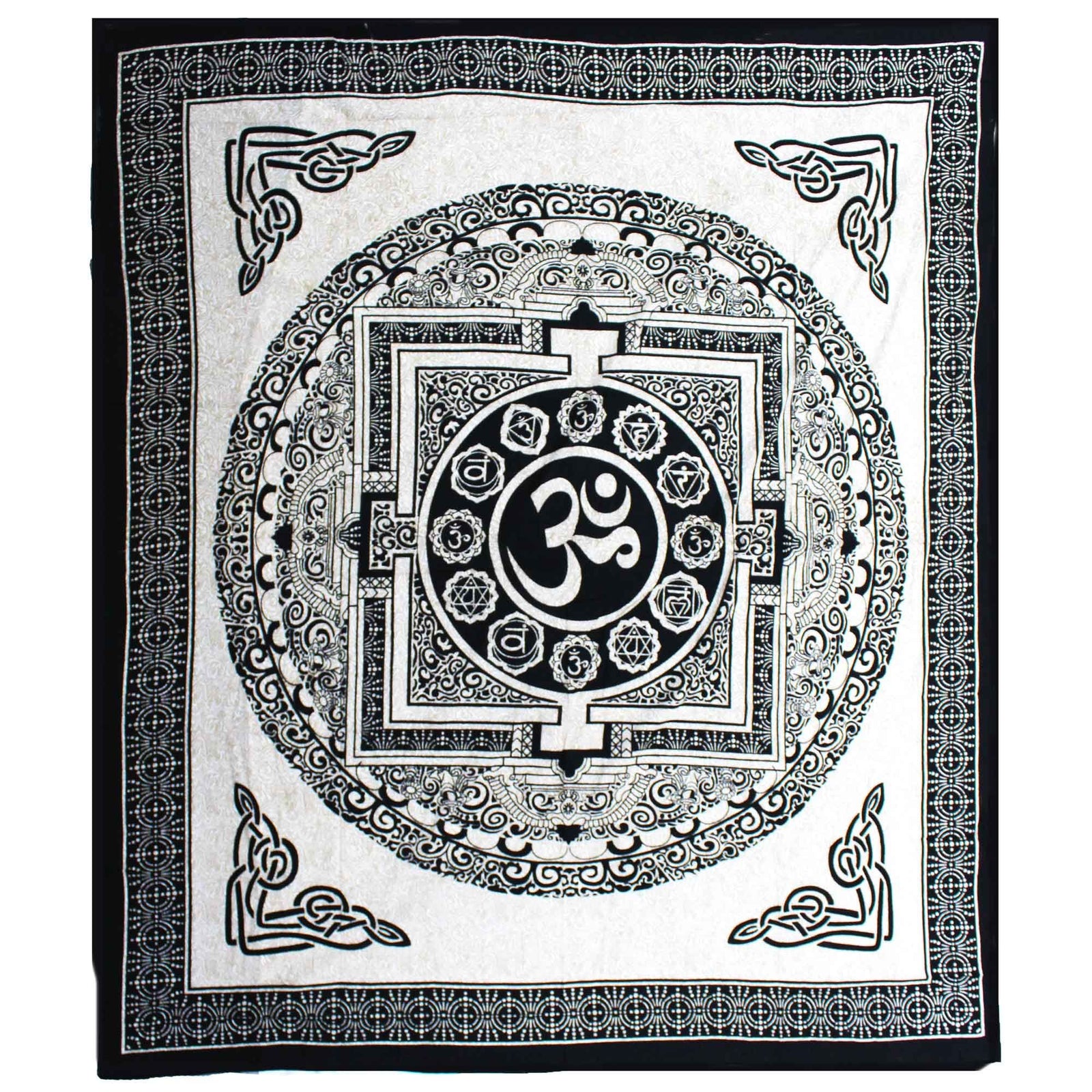 Double Cotton Bedspread + Wall Hanging - Mono - OM Mandala product image