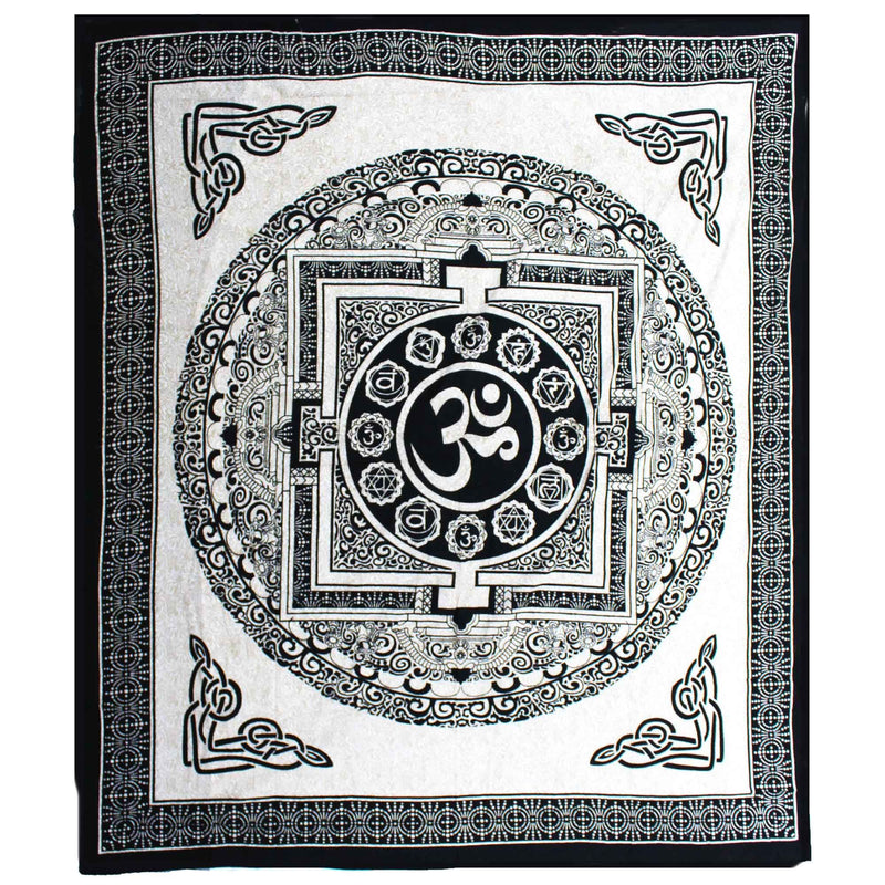 Double Cotton Bedspread + Wall Hanging - Mono - OM Mandala product image