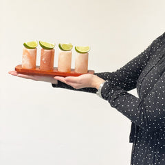 Set of 4 Himalayan Salt Shot Glasses & Wood Serving Stand product image 2