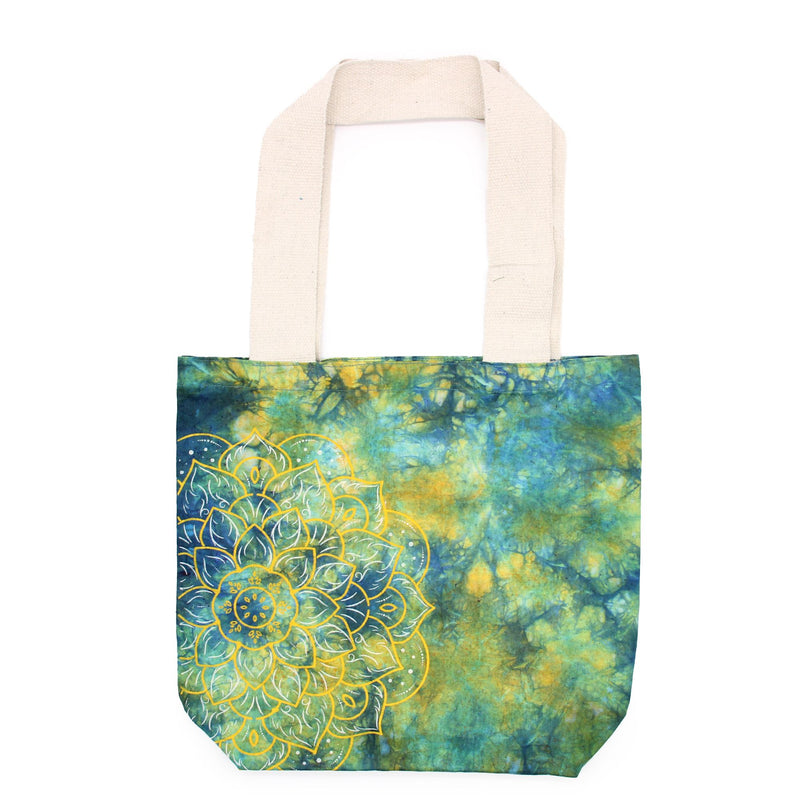 Tye-Dye Cotton Bag (6oz) - 38x42x12cm - Mandela - Green/Blue - Natural Handle product image
