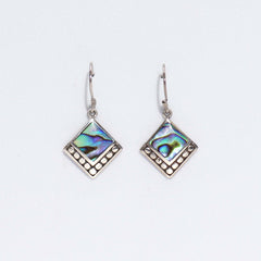 Shell & Silver Earrings - Square Dots- Abalone product image