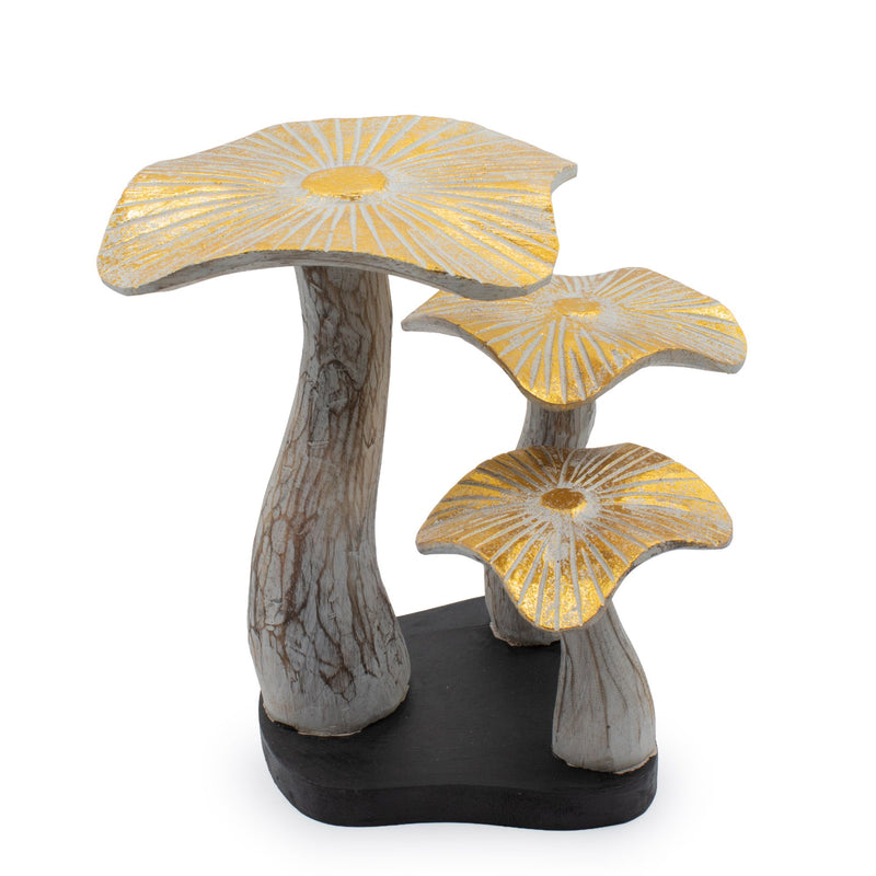 Medium Golden Mushroom Art - 25cm - Whitewash product image