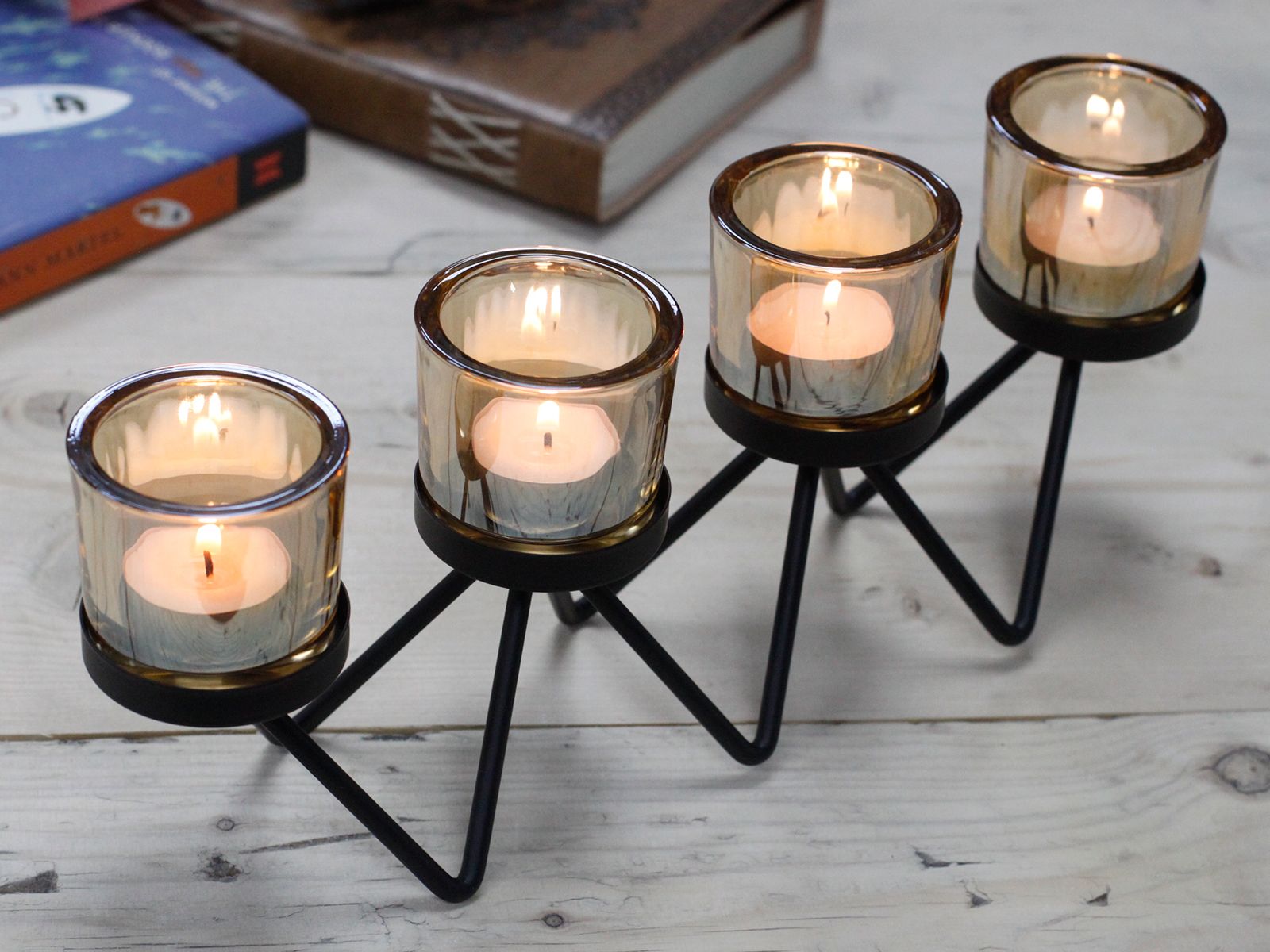 Centrepiece Iron Votive Candle Holder - 4 Cup Zig Zag product image