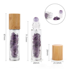 Gemstone Essential Oil Roller Bottle - Amethyst - Wooden Cap product image 3