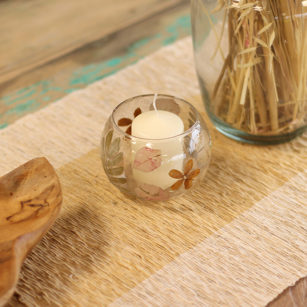 Natural Floral Glass - Bowl Candle Holder - Primavera - (8x10cm) product image 3