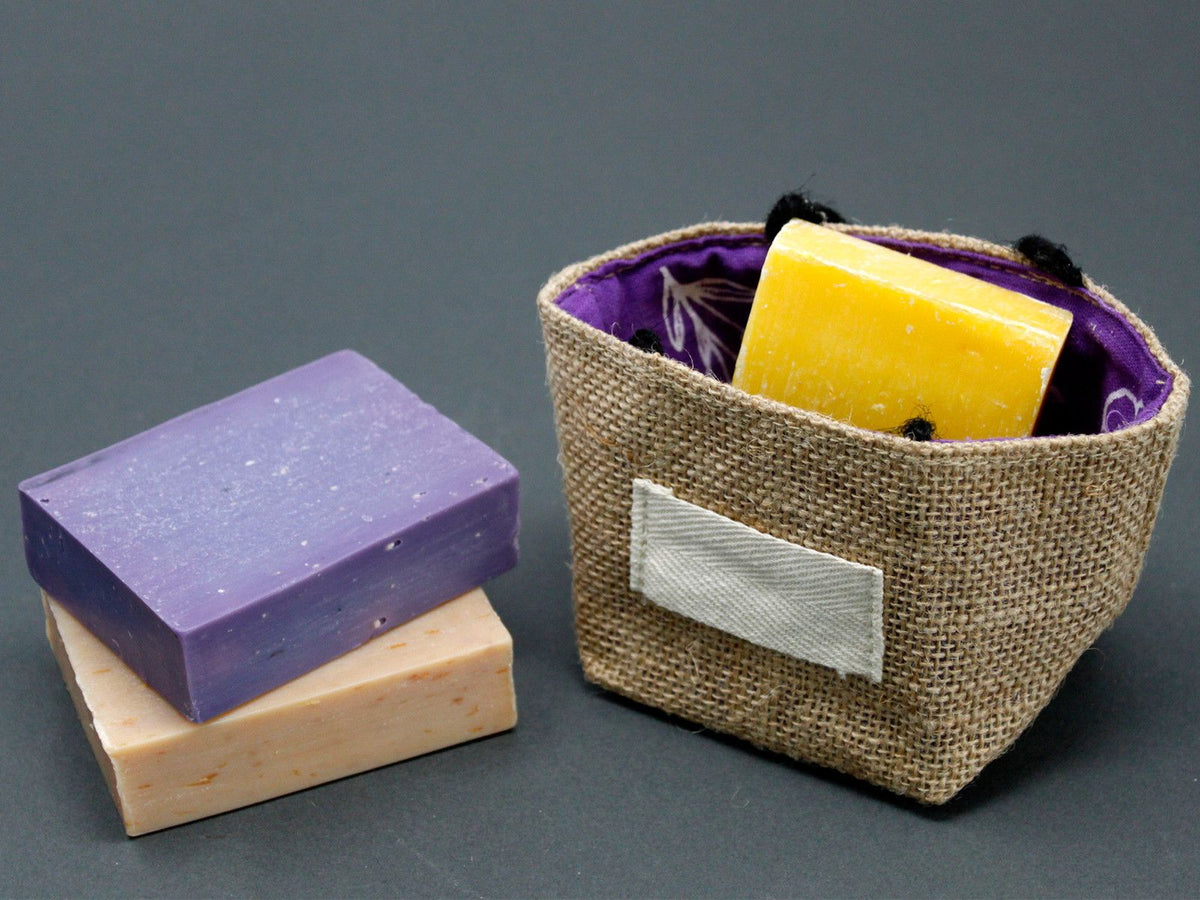 Natural Jute Cotton Gift Bag - Lavender Lining - Small - product image 3