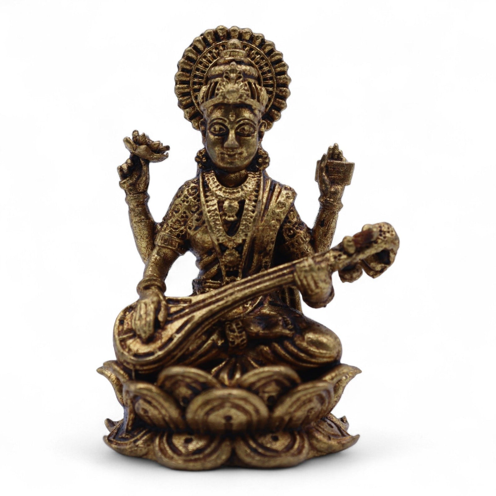 Brass Miniature Gods - Sarswati (52gms) - 49mm product image