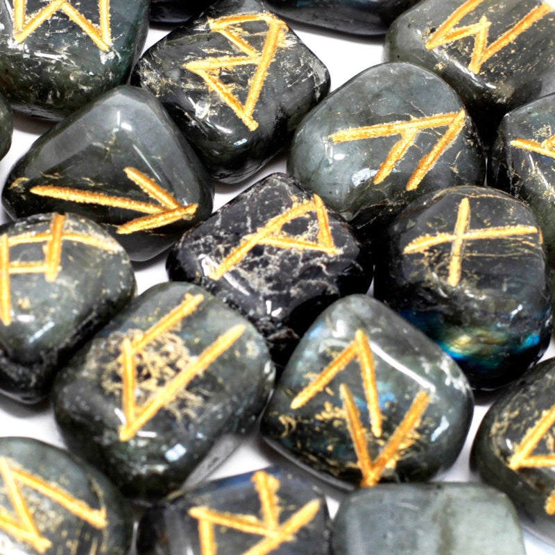 Runes Stone Set in Pouch - Labradorite product image