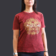 Nomad Sari Stonewashed Cotton T-Shirt – Hamsa – Maroon – Medium product image