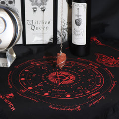 Ancient Witch Pendulum Divination Cloth - Mystic Moth - Black & Blood Red product image