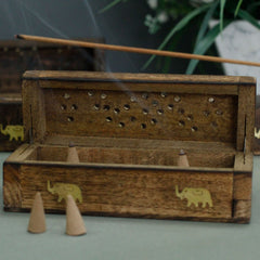 Incense Cone Smoke Box 6" - Mango Wood product image 3