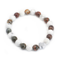 Set of 2 Gemstones Friendship Bracelets - Peace - Picasso Jasper & White Howlite product image 2