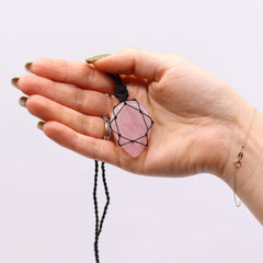 Laced Gemstone Teardrop Pendant - Rose Quartz product image 3