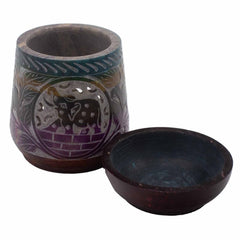 Large Soapstone Oil Burner 13x10cm - Elephant - Five Colours product image 4