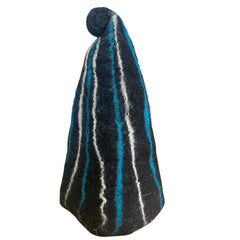 Felted Sauna Wizard Hat - Black Blue Streaks product image 2