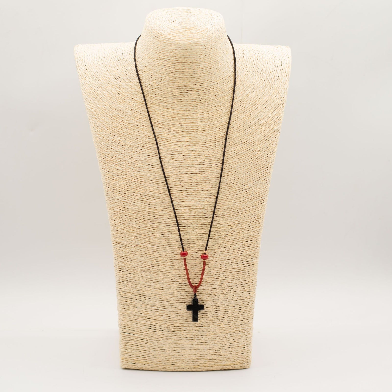Cord Necklace Gemstone Pendant - Black Agate Cross product image