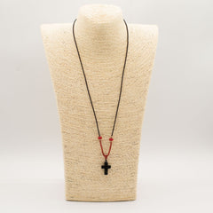 Cord Necklace Gemstone Pendant - Black Agate Cross product image