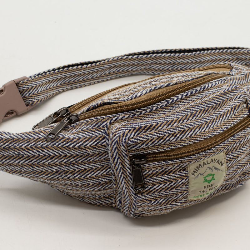 Cotton Hemp Style Belt (or Fanny) Bag - Blue