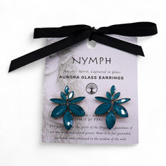 Teal Green - Vintage Glass - Flowers - Earrings product image
