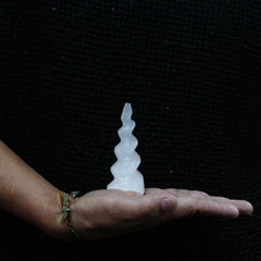 Selenite Spiral Unicorn Horn Tower - 10 cm product image