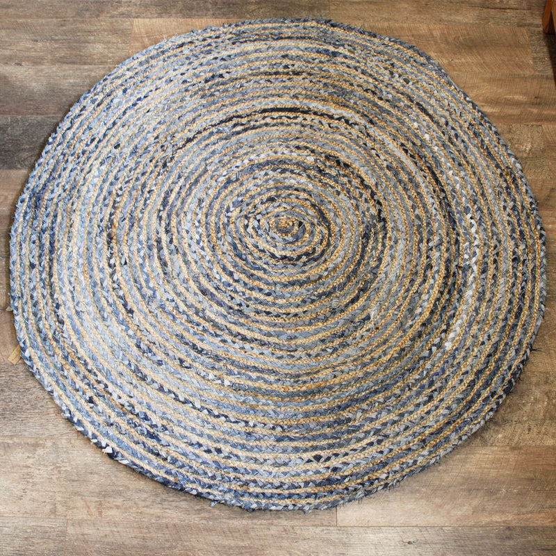 Round Jute and Recycle Denim Rug - 150 cm product image
