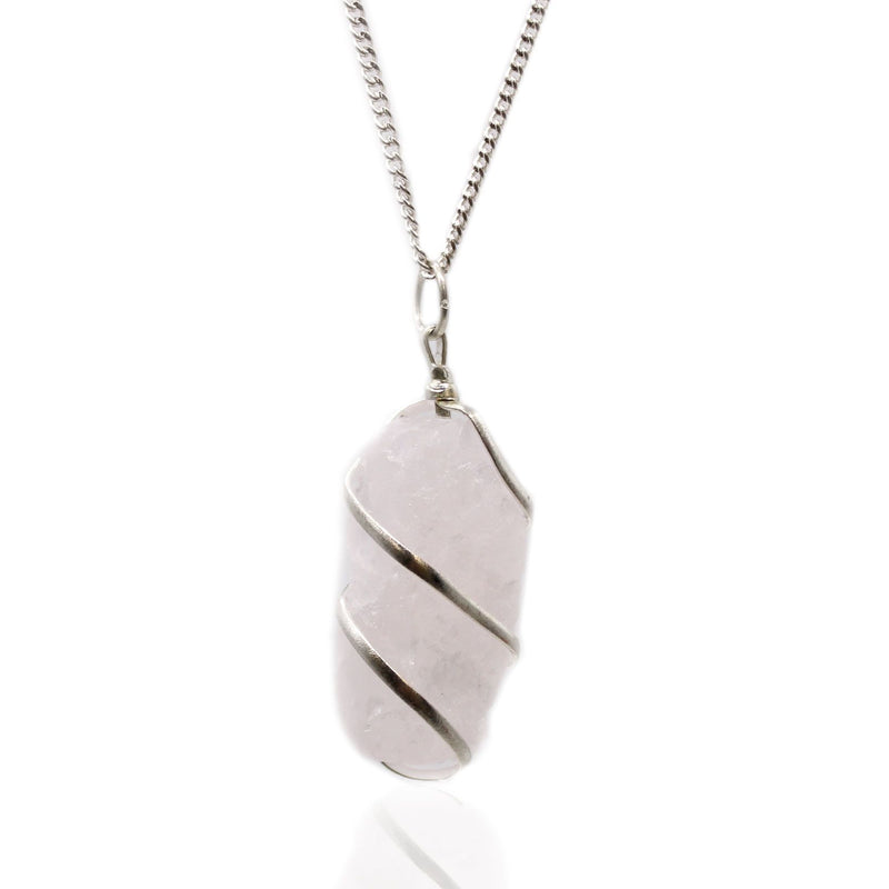 Cascade Wrapped Gemstone Necklace - Rough Rose Quartz product image
