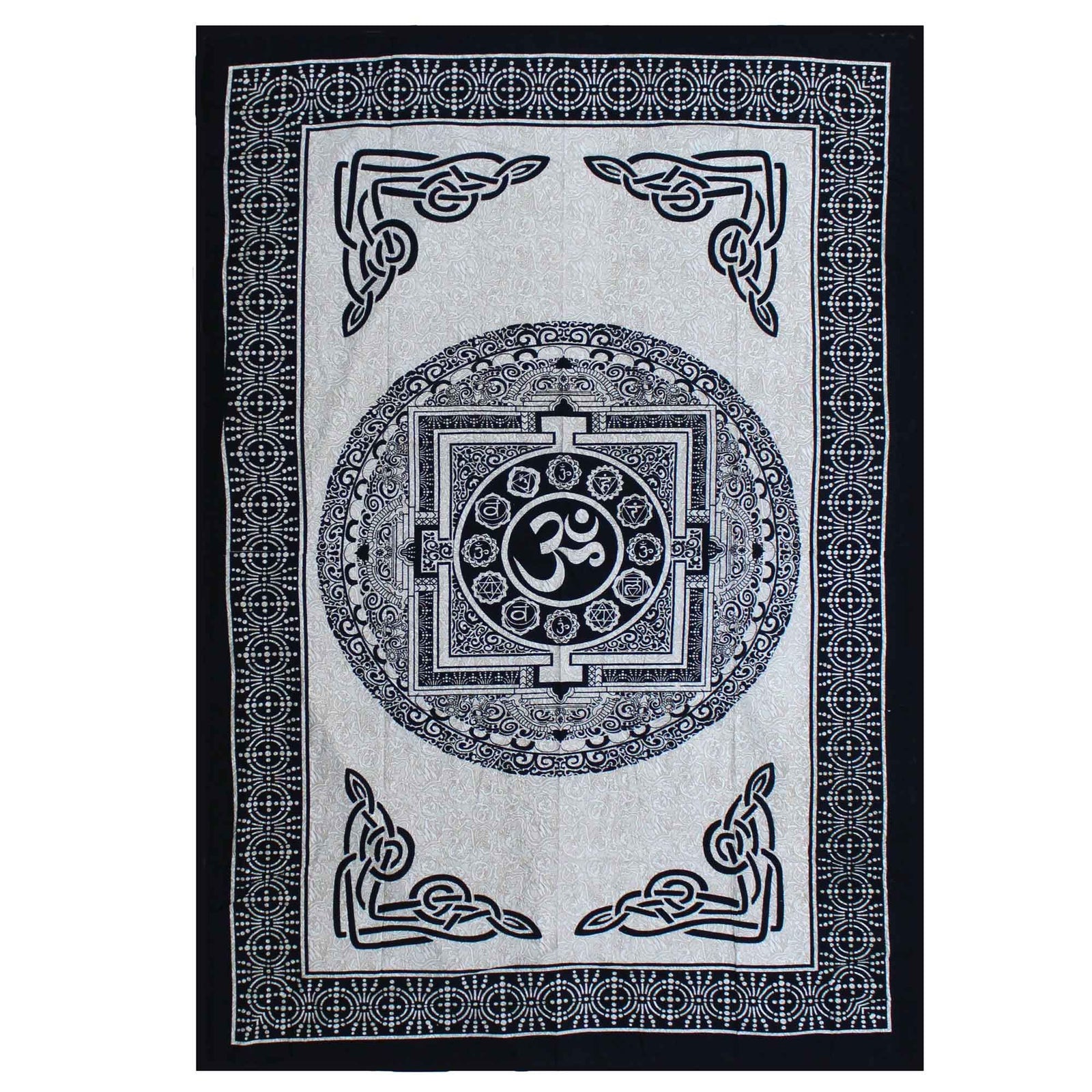 Single Cotton Bedspread + Wall Hanging - Mono - OM Mandala product image