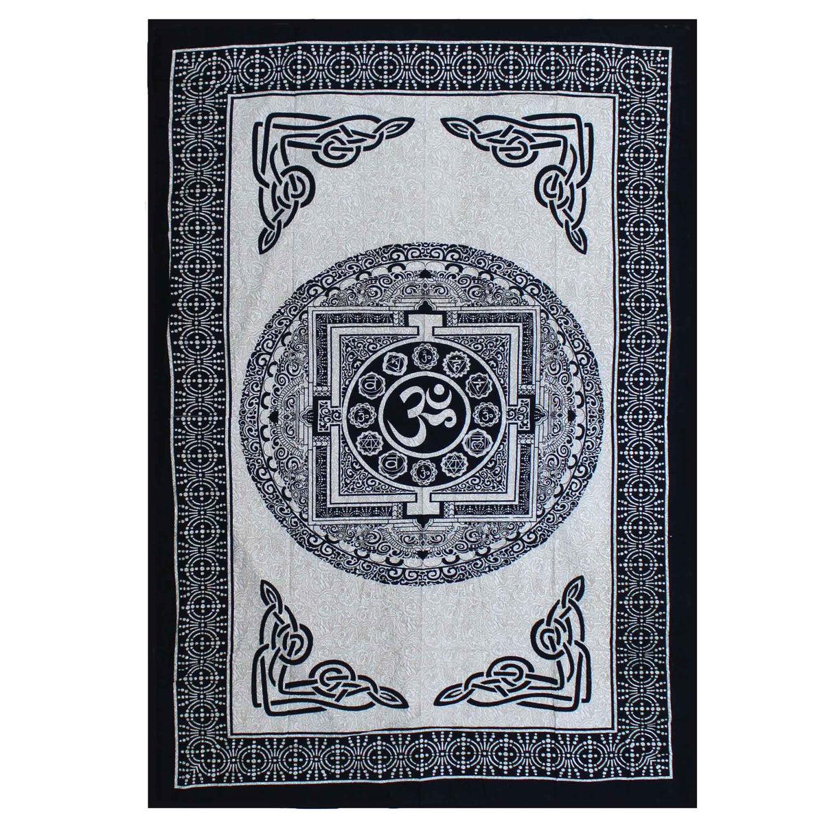 Single Cotton Bedspread + Wall Hanging - Mono - OM Mandala product image