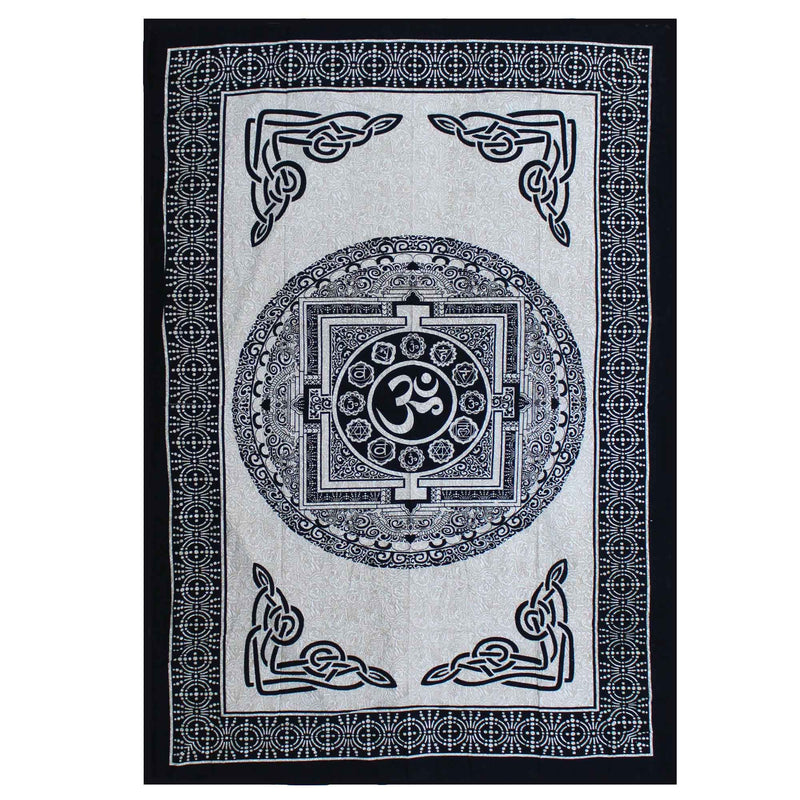 Single Cotton Bedspread + Wall Hanging - Mono - OM Mandala product image