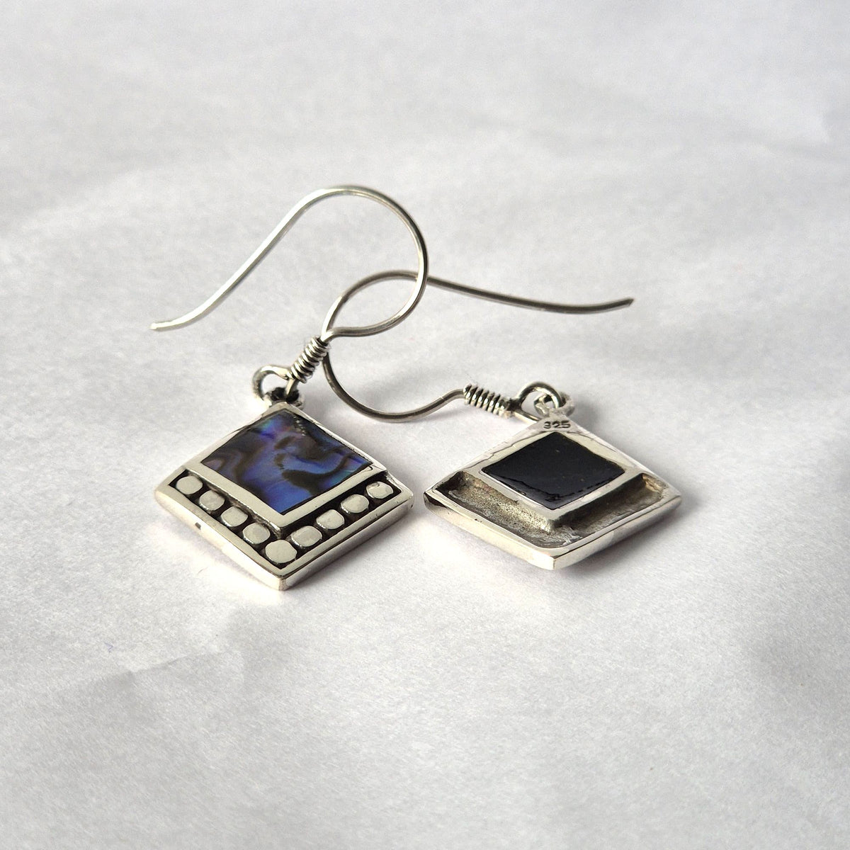 Shell & Silver Earrings - Square Dots- Abalone product image 2