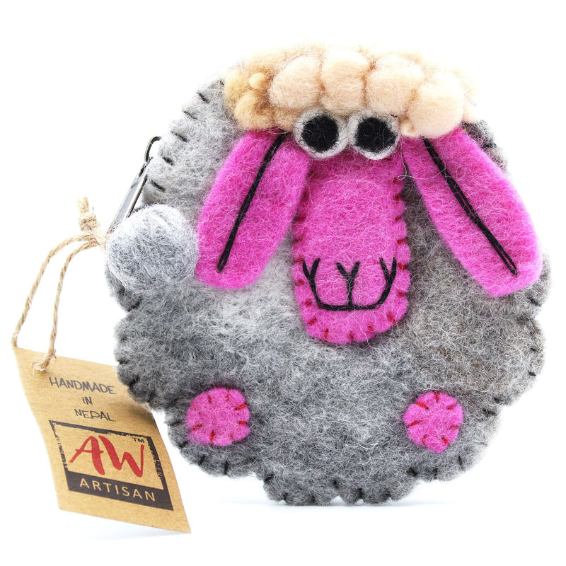 Natural Felt Zipper Pouch (asst) - Happy Sheep product image