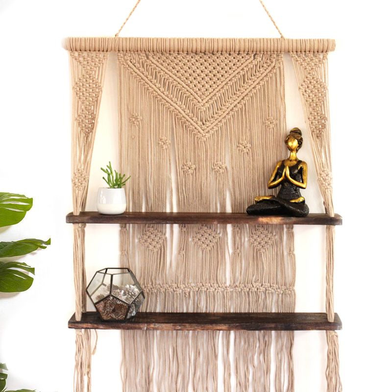 Brown Macrame Hanging Shelves - Brown product image