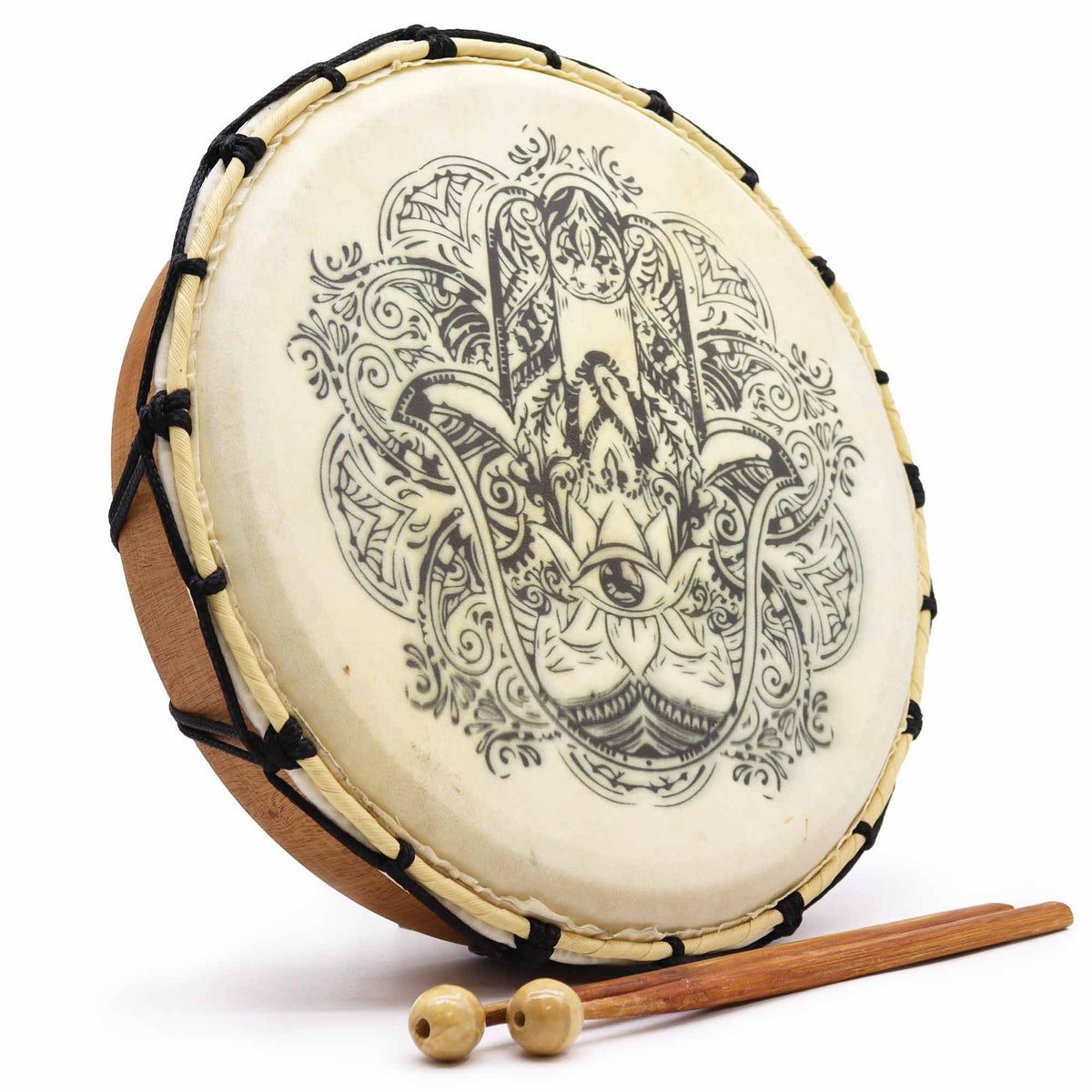 Hamsa Shamanic Drum with Two Sticks - 30cm product image 2
