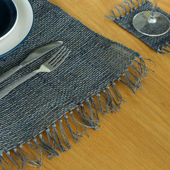 Seagrass Fringe Natural Placemat - Charcoal product image